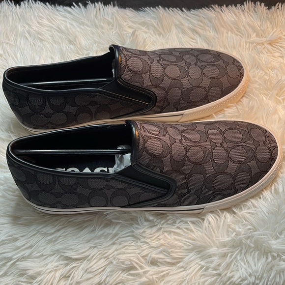 🖤Coach Men's Black Signature Jacquard Slip On Skate Sneaker (C8958) - Picture 6 of 13